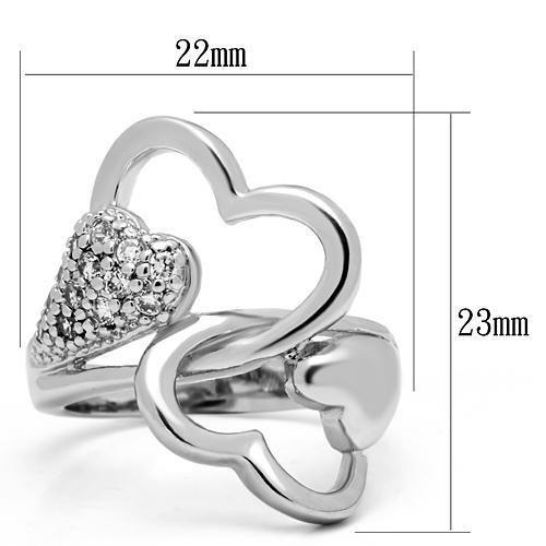 3W213 - Rhodium Brass Ring with AAA Grade CZ in Clear