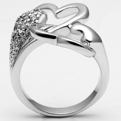 3W213 - Rhodium Brass Ring with AAA Grade CZ in Clear