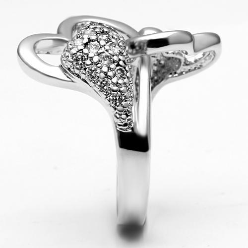3W213 - Rhodium Brass Ring with AAA Grade CZ in Clear
