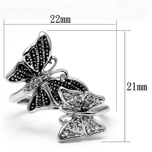 3W214 - Rhodium Brass Ring with AAA Grade CZ in Clear