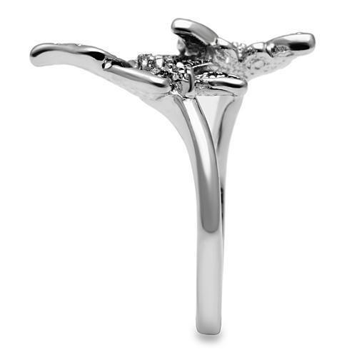 3W214 - Rhodium Brass Ring with AAA Grade CZ in Clear