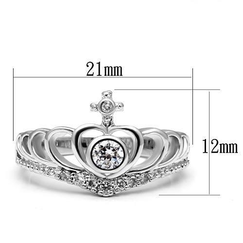 3W229 - Rhodium Brass Ring with AAA Grade CZ in Clear