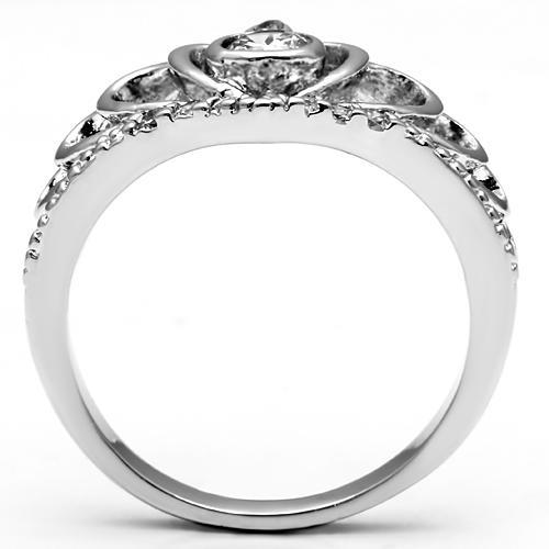 3W229 - Rhodium Brass Ring with AAA Grade CZ in Clear
