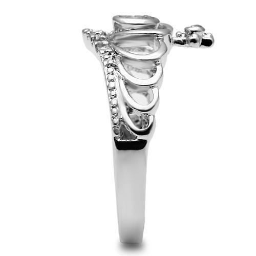 3W229 - Rhodium Brass Ring with AAA Grade CZ in Clear