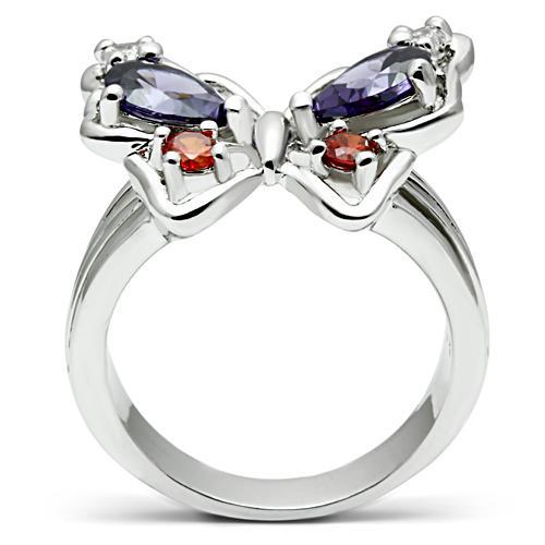 3W233 - Rhodium Brass Ring with AAA Grade CZ in Multi Color