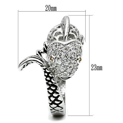3W234 - Rhodium Brass Ring with AAA Grade CZ in Champagne