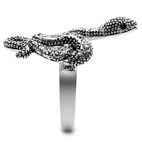 3W236 - Rhodium Brass Ring with Top Grade Crystal in Jet