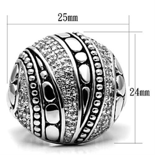 3W244 - Rhodium Brass Ring with AAA Grade CZ in Clear