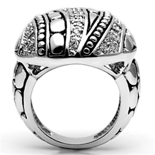 3W244 - Rhodium Brass Ring with AAA Grade CZ in Clear