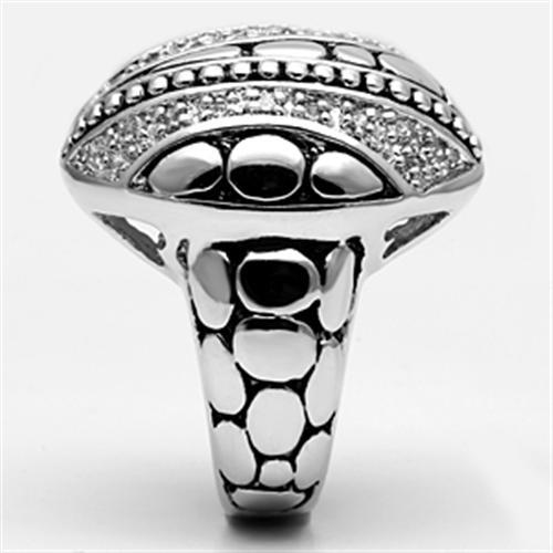 3W244 - Rhodium Brass Ring with AAA Grade CZ in Clear