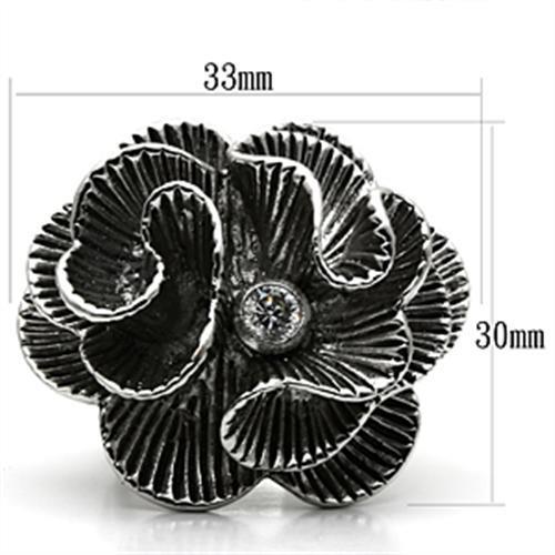 3W245 - Rhodium Brass Ring with AAA Grade CZ in Clear