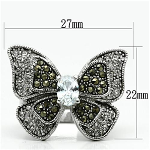 3W246 - Rhodium Brass Ring with AAA Grade CZ in Clear