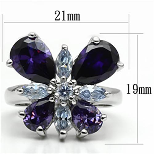 3W254 - Rhodium Brass Ring with AAA Grade CZ in Multi Color
