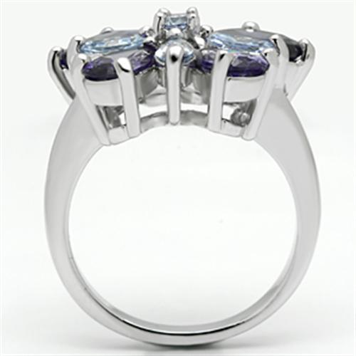 3W254 - Rhodium Brass Ring with AAA Grade CZ in Multi Color