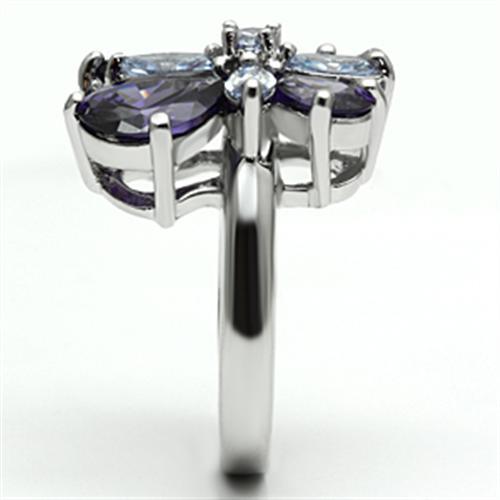 3W254 - Rhodium Brass Ring with AAA Grade CZ in Multi Color