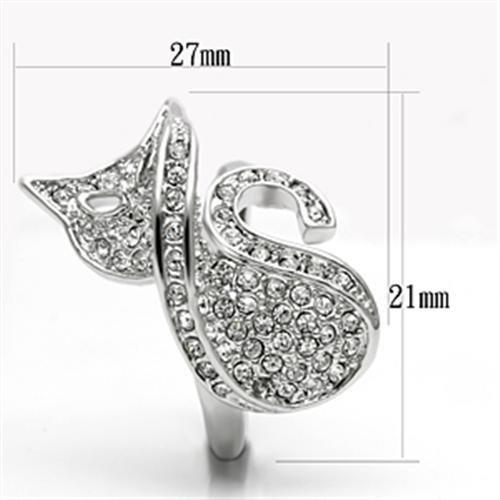 3W260 - Rhodium Brass Ring with Top Grade Crystal in Clear