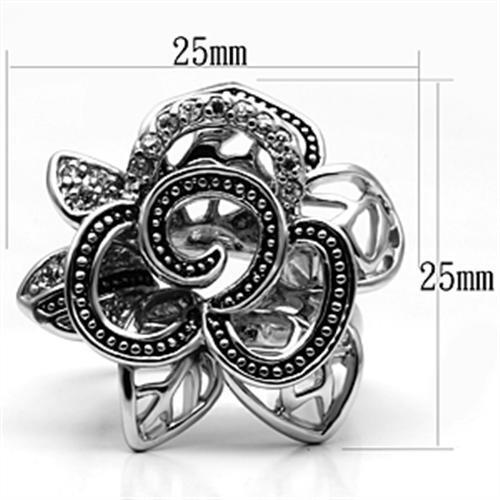 3W261 - Rhodium Brass Ring with AAA Grade CZ in Clear