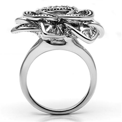 3W261 - Rhodium Brass Ring with AAA Grade CZ in Clear