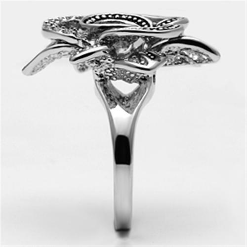 3W261 - Rhodium Brass Ring with AAA Grade CZ in Clear