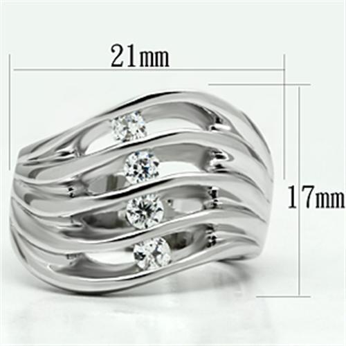 3W265 - Rhodium Brass Ring with AAA Grade CZ in Clear