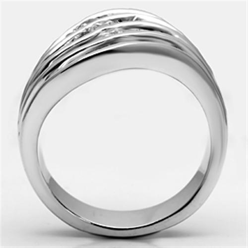 3W265 - Rhodium Brass Ring with AAA Grade CZ in Clear