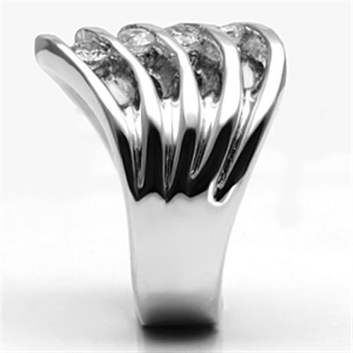 3W265 - Rhodium Brass Ring with AAA Grade CZ in Clear
