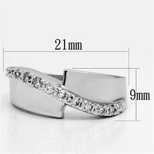 3W267 - Rhodium Brass Ring with AAA Grade CZ in Clear
