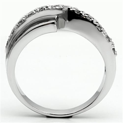3W267 - Rhodium Brass Ring with AAA Grade CZ in Clear