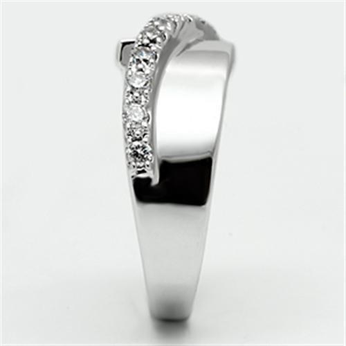 3W267 - Rhodium Brass Ring with AAA Grade CZ in Clear