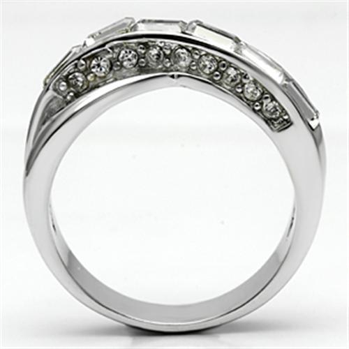 3W269 - Rhodium Brass Ring with Top Grade Crystal in Clear