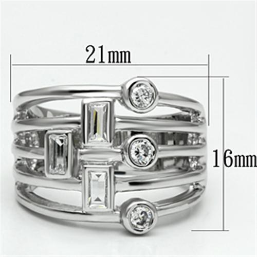 3W271 - Rhodium Brass Ring with AAA Grade CZ in Clear