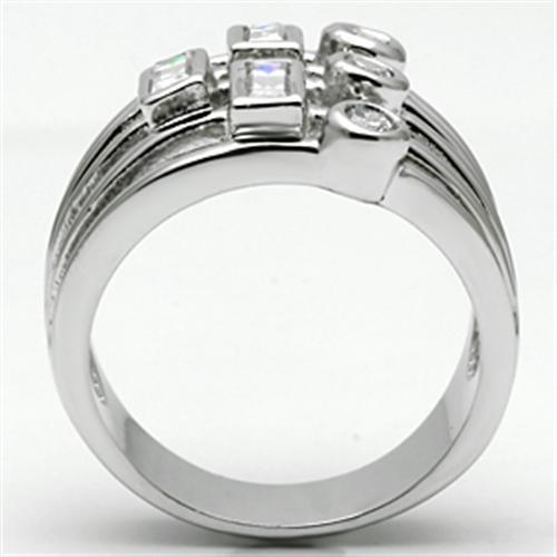 3W271 - Rhodium Brass Ring with AAA Grade CZ in Clear
