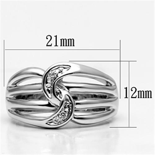 3W272 - Rhodium Brass Ring with AAA Grade CZ in Clear