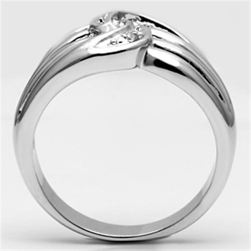 3W272 - Rhodium Brass Ring with AAA Grade CZ in Clear