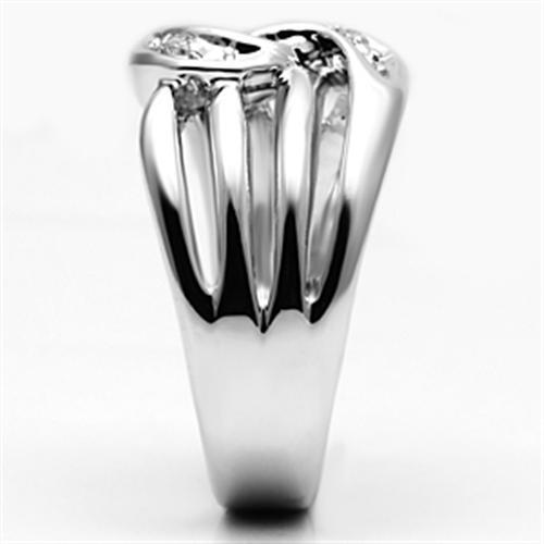 3W272 - Rhodium Brass Ring with AAA Grade CZ in Clear