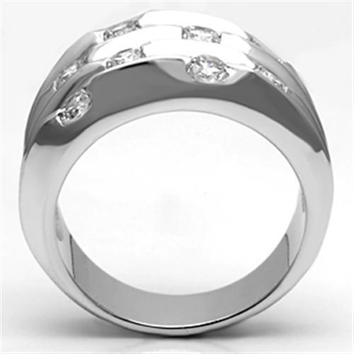 3W275 - Rhodium Brass Ring with AAA Grade CZ in Clear