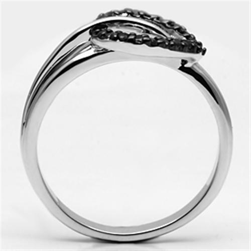 3W277 - Rhodium + Ruthenium Brass Ring with AAA Grade CZ in Black Diamond