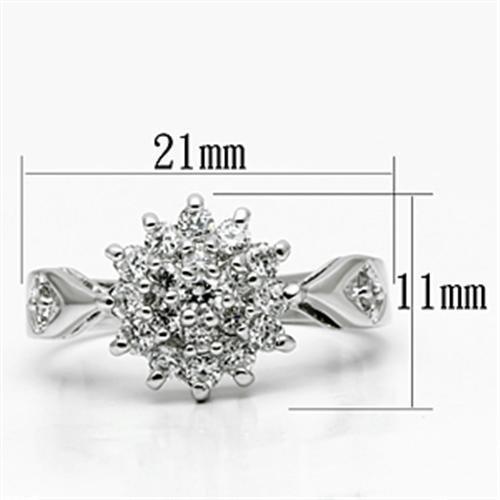 3W278 - Rhodium Brass Ring with AAA Grade CZ in Clear