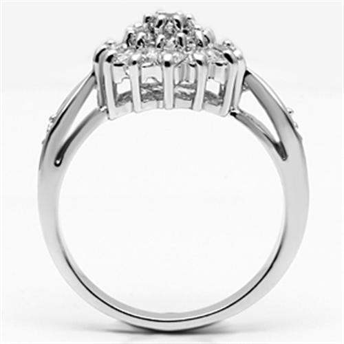 3W278 - Rhodium Brass Ring with AAA Grade CZ in Clear