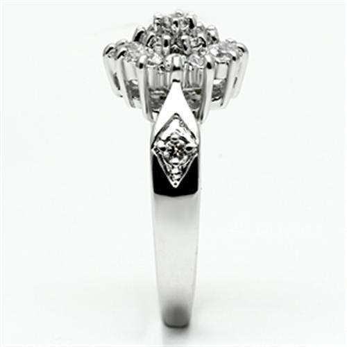 3W278 - Rhodium Brass Ring with AAA Grade CZ in Clear