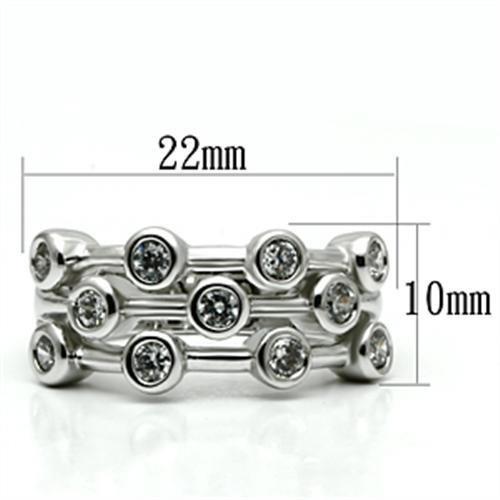 3W280 - Rhodium Brass Ring with AAA Grade CZ in Clear