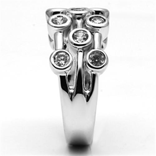 3W280 - Rhodium Brass Ring with AAA Grade CZ in Clear