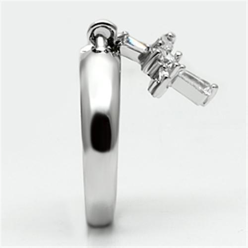 3W283 - Rhodium Brass Ring with AAA Grade CZ in Clear