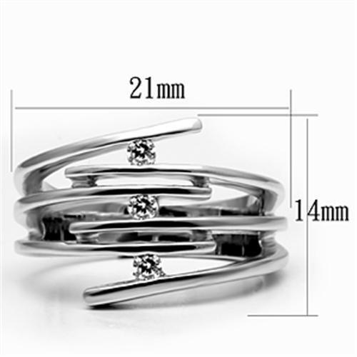 3W285 - Rhodium Brass Ring with AAA Grade CZ in Clear