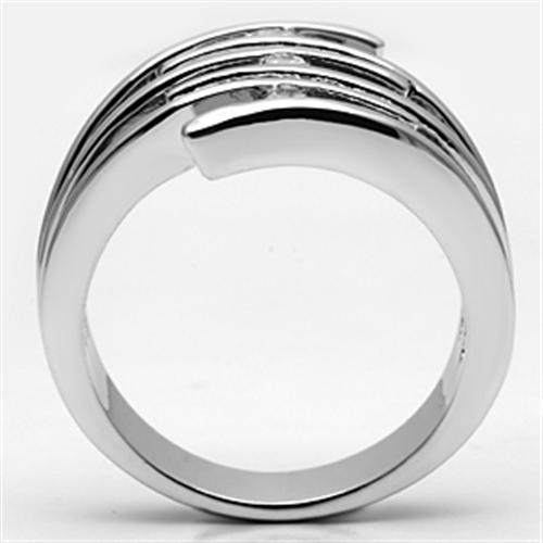3W285 - Rhodium Brass Ring with AAA Grade CZ in Clear