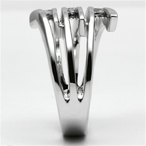 3W285 - Rhodium Brass Ring with AAA Grade CZ in Clear