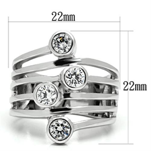 3W286 - Rhodium Brass Ring with AAA Grade CZ in Clear