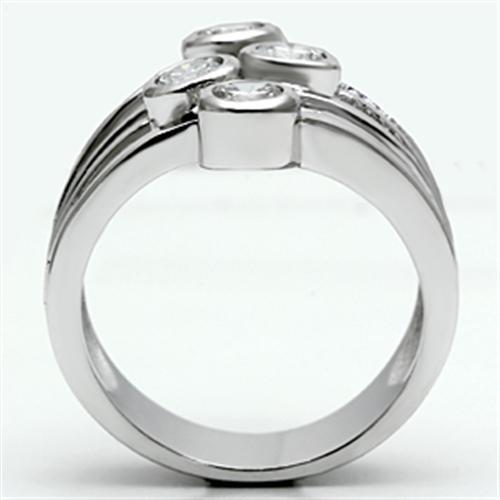 3W286 - Rhodium Brass Ring with AAA Grade CZ in Clear