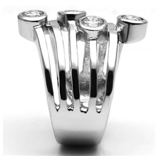 3W286 - Rhodium Brass Ring with AAA Grade CZ in Clear