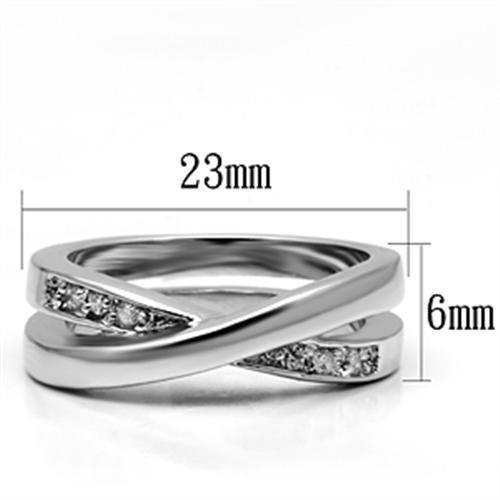 3W287 - Rhodium Brass Ring with AAA Grade CZ in Clear